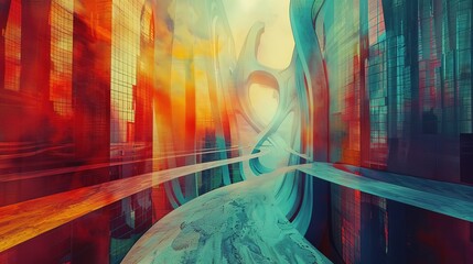 Wall Mural - Futuristic Cityscape with Abstract Architecture