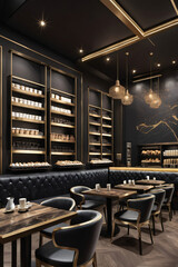 Wall Mural - Luxurious large Coffe Shop with many tables, and chairs with aesthetic design