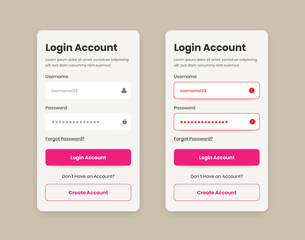 Modern login or user verification page design with error state for web and mobile ui