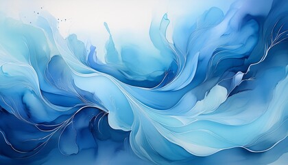 Wall Mural - soft watercolor wash in soothing blue hues abstract fluid background