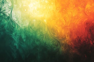 Wall Mural - Abstract Swirling Art: Green and Orange Hues