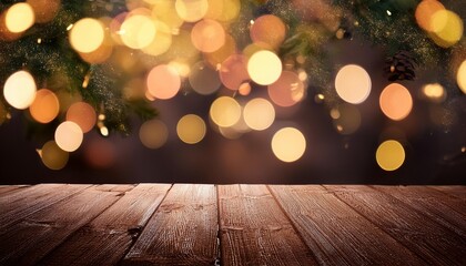 Wall Mural - Vintage Christmas background with bokeh lights. Defocused Bokeh