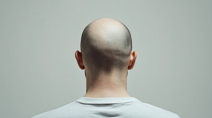 Baldness Concept - Man with Bald Spot on Light Grey Background