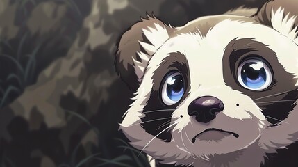 Wall Mural - Cute Panda Cub with Big Blue Eyes