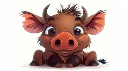 Wall Mural - Cute Cartoon Baby Wild Boar