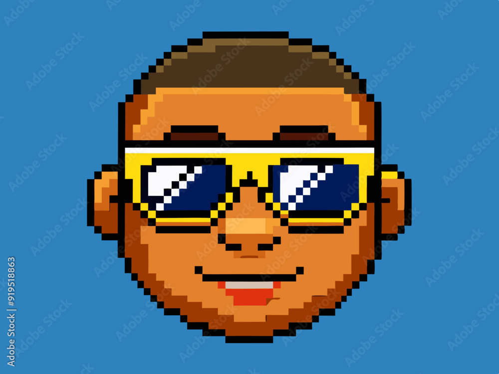 Pixel glasses. Thug life sunglasses meme, like a Boss. Comic 8 bit ...