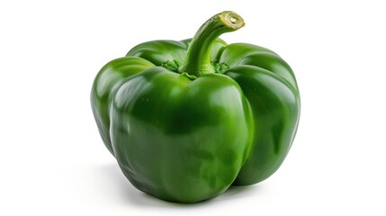 Poster - Green bell pepper isolated on white background with space photographed with studio lighting