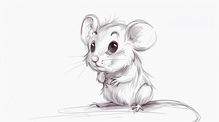 Sticker - Cute Little Mouse Drawing