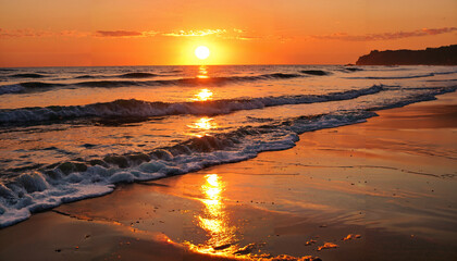 Poster - Coucher de soleil sur la plage