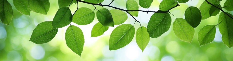 Wall Mural - An aerial view of fresh young pear foliage.