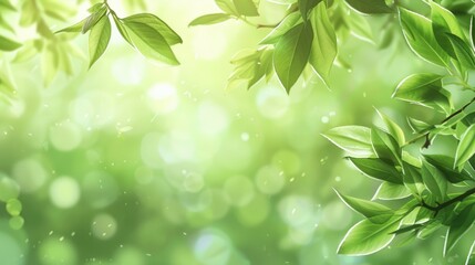 Wall Mural - nature background with blurred leaves emphasizing green concept