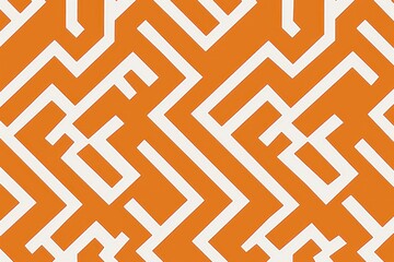 Wall Mural - Abstract maze pattern in white lines on an orange background for modern design applications