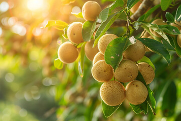 Wall Mural - Longan orchards - Tropical fruits young longan in Thailand