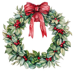 Poster - PNG Festive holiday wreath illustration