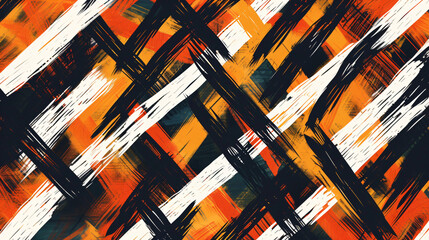 Poster - Textured painting effect in orange, white, and black on an abstract grunge background