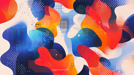 Poster - Vibrant abstract background with wavy shapes and halftone pattern, perfect for contemporary and lively projects