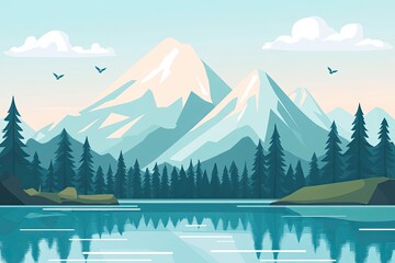 Wall Mural - Flat design of mountain landscape background vector illustration