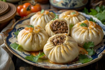 Wall Mural - Delicious Steamed Buns with Meat Filling