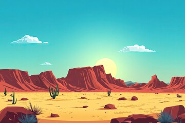 Flat design of prairie dog town landscape background vector illustration