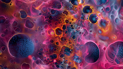 Aufkleber - Organic pattern formed by colorful floating bubbles in liquid against abstract background