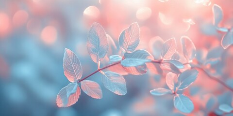 Wall Mural - Delicate Branch with Pastel Leaves and Bokeh