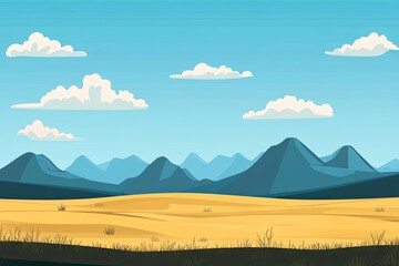 Flat design of steppe landscape background vector illustration