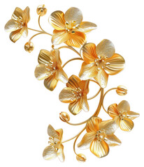 Wall Mural - PNG Elegant golden floral decoration