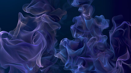 Aufkleber - Flowing purple and blue lines and shapes create an abstract background on a dark backdrop