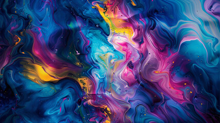 Fototapete - Abstract image of acrylic paint mixing in colorful swirls