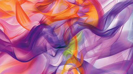 Aufkleber - Vibrant purple and orange wavy lines blending together in abstract background