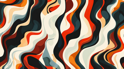 Aufkleber - Vibrant abstract background with groovy flowing wavy lines in a seamless pattern