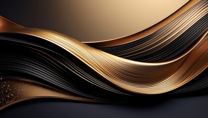 luxurious abstract composition with flowing black lines on a gradient background accented with shimmering gold elements elegant interplay of light and shadow creates depth