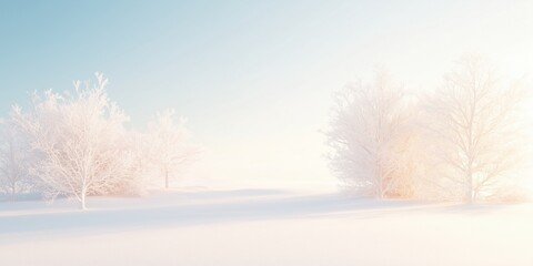 Winter landscape with snow covered trees in snow white colors fantastic colorful scene with picturesque blue clear sky.  Christmas winter background. Surreal winter landscape with fluffy trees