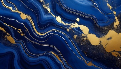 shimmering gold splatters on deep blue marble texture luxurious abstract background