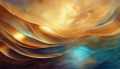 Wall Mural - shimmering gradient metallic tones on grungy textured background abstract digital painting