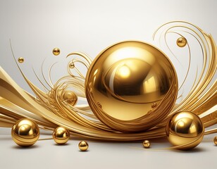 Wall Mural - shiny metallic gold balls isolated on white luxurious clip art elements 3d render