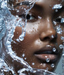 © Boadicea - Portrait of a young beautiful black woman with water splashes