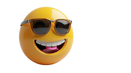 3D Emoji with sunglasses ,isolated on a pure white background