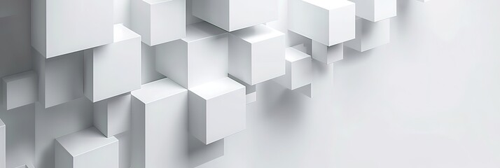 Wall Mural - Abstract 3D background with white cubes arranged in a pattern.