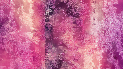Fototapete - Beautiful artistic textured background design with a pink floral pattern