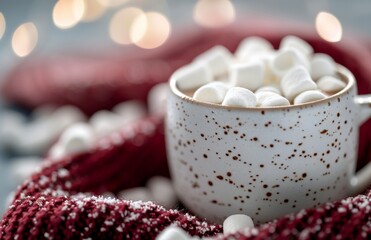 Sticker - Warm Hot Chocolate With Marshmallows on a Cozy Winter Evening