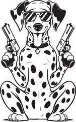 Canvas Print - Funny Dalmatian Dog Holding Guns Stylized Vector