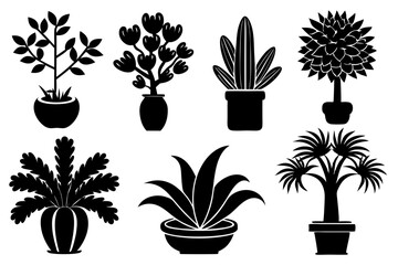 Wall Mural - Flower silhouette icons set vector