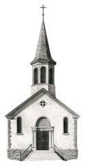 PNG Vintage church illustration with steeple.