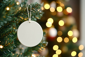 Sticker - Blank Christmas Ornament on a Christmas Tree.