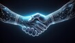 © Amli - Wire-frame glowing hands Handshake illustration. concept of technology Business Trust