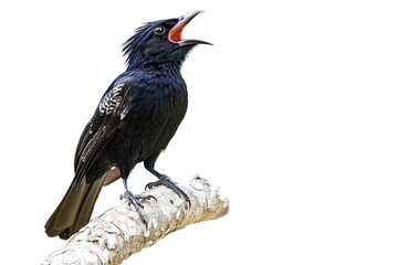 Koel perched and calling isolated on a white background