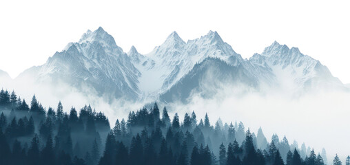 Canvas Print - PNG Majestic snowy mountain landscape view