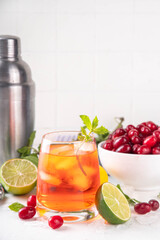 Wall Mural - Cornelian cherry, dogwoods berry Caipirinha, lemonade or sangria drink