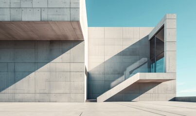 Minimalist architecture with fractured lines, modern design disrupted by geometric anomalies